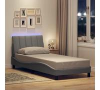 Teenpull Estructura de Cama Gris Claro 80x200 cm con cabecero Acolchado Luces LED Soporte para colchón Dormitorio Descanso Soporte Soporte para Cama somier Base lecho canapé Nido abatible