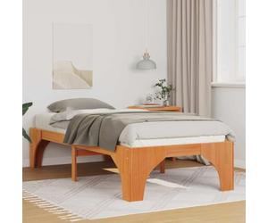 Teenpull Estructura de Cama Marrón 80 x 200 cm de Madera de Pino Macizo con Soporte de láminas para colchón Cama Individual Sencilla para Dormitorio Juvenil Adulto invitado