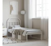 Teenpull Estructura de Cama metálica Blanca 75x190 cm con cabecero y Espacio de Almacenamiento para Dormitorio Juvenil o Adulto Soporte Resistente y transpirabilidad diseño clásico y Estable para