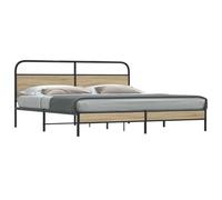 Teenpull Estructura de Cama metálica con cabecero en Roble Ahumado para colchón de 180x200 cm, Soporte de lámina, Cama Nido, abatible, para Dormitorio Juvenil, Adulto o Infantil, fácil de Montar