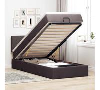 Teenpull Estructura de Cama otomana con cabecero tapizado en Tela marrón Oscuro, Base lecho con Almacenamiento abatible, compatibilidad con colchón de 90x190 cm
