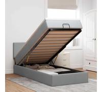 Teenpull Estructura de Cama otomana con colchón de Tela Gris Claro 90x190cm Base con Almacenamiento, cabecero tapizado, Soporte elevable, Nido abatible, Ideal para Dormitorio Juvenil o Adulto