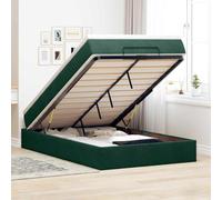 Teenpull Estructura de Cama otomana con colchón de Terciopelo Verde Oscuro y Base lecho con Almacenamiento elevable para dormitorios Juveniles y Adultos, con Soporte y tapizado