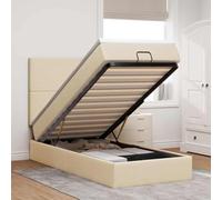 Teenpull Estructura de Cama otomana con colchón Tela Crema 90x190cm Base lecho con cabecero Soporte elevable Almacenamiento Plegable para Dormitorio Juvenil o Adulto