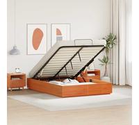 Teenpull Estructura de cama otomana marrón cera, 120 x 190 cm, con espacio de almacenamiento, mecanismo de elevación a gas, marco de madera de pino, asas, sin somier, ahorra espacio para dormitorios y