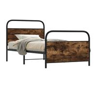 Teenpull Estructura de Cama sin colchón 90x200 cm Madera Roble Ahumado con Soporte de láminas cabecero y pie de Cama para Dormitorio Juvenil y Adulto con Espacio de Almacenamiento