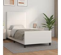 Teenpull Estructura de Cama sin colchón Cuero sintético Blanco 90x200 cm con cabecero Ajustable y Patas robustas para Soporte y Estabilidad en dormitorios Juveniles y Adultos