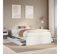 Teenpull Estructura de Cama sin colchón de Madera de Pino Blanca 140x200 cm con Base de láminas, cajones de almacenaje y diseño Duradero para dormitorios Juveniles, Adultos e Infantiles