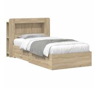 Teenpull Estructura de Cama somier Base lecho canapé cabecero con almacenaje cajón elevable abatible, Roble Sonoma, 100 x 200 cm, Madera elaborada, Dormitorio Interior, Soporte 140 kg, Montaje fácil