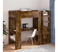 Teenpull Estructura de litera con Escritorio Roble Ahumado Cama somier Base lecho canapé cabecero Estructura colchón Dormitorio Descanso Dormir Soporte lámina Plataforma Juvenil Adulto invitado hogar