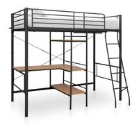 Teenpull Estructura de litera con Mesa de Metal Gris 90x200 cm para Dormitorio Juvenil o Infantil, con Soporte de colchón, barandillas de Seguridad y Escalera Resistente, fácil de Montar