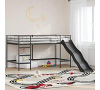 Teenpull Estructura de litera para niños con tobogán Negro y Antracita Cama Loft Moderna para Dormitorio Infantil con Acabado Mate y Espacio de Almacenamiento Integrado para Descanso y diversión