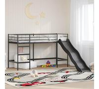 Teenpull Estructura de litera para niños con tobogán Negro y Antracita Cama Loft Moderna para Dormitorio Infantil con Acabado Mate, Soporte Resistente para colchón de 100 x 190 cm
