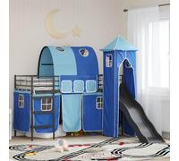 Teenpull Estructura de litera para niños Negro y Azul 100 x 190 cm con Soporte metálico, Cama Nido abatible, diseño Juvenil y Funcional para dormitorios pequeños con Cortinas y Plataforma