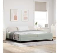 Teenpull Gray Fabric Box Spring Bed with Mattress, 200 x 200 cm Emperor Size, Wooden Frame, slatted Base, Medium Firmness, Modern Bedroom Support for Two Adults, Durable Indoor Rest