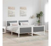 Teenpull Gray Light Pine Wood Bed Frame with upholstered headboard and Footboard, 180 x 200 cm Platform Base for Bedroom, Storage Saving Design, Indoor Use, Support for Mattress and restful Sleep