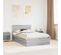 Teenpull Gray Sonoma Bed Frame with headboard, Engineered Wood, 135 x 190 cm, Slat Base, Bed Support, Bedroom Use, Modern Interior, Easy Assembly, Durable Finish, for Daily Rest