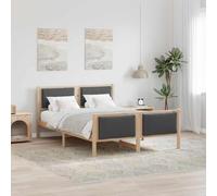 Teenpull Gray upholstered Bed Frame with headboard, Solid Pine Wood Platform Bed for 150 x 200 cm Mattress, 31 cm Height, Under Bed Storage Space, Stable Indoor Bedroom Design for 2 People