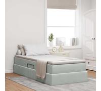 Teenpull Gray upholstered Bed with Mattress, 90 x 200 cm, Hydraulic Lift Storage, Metal Frame, slatted Base, Velvet Finish for Bedroom Space Saving and Organized Sleep