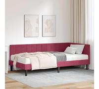 Teenpull Green Velvet Corner Bed Frame with Mattress, Plywood Structure, 100 x 200 cm, Medium Firmness, Indoor Use, Space Saving Corner Setup for Bedroom, Dorm, Guest Room, 2 Piece Set