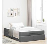Teenpull Grey Bed Frame with Mattress, upholstered Platform Base, Storage Drawers, 120 x 190 cm, Modern Bedroom Bed for Adult and Guest Use, Plywood Frame, Medium Firmness, Easy Home Assembly