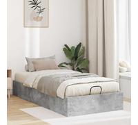 Teenpull Grey Concrete Ottoman Bed Frame 90 x 200 cm, Engineered Wood, Gas Lift Storage Bed Base, Single Mattress Support, Easy Assembly for Bedroom Space Saving