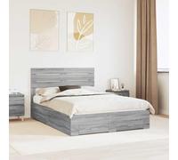Teenpull Grey Sonoma Bed Frame with headboard 160 x 200 cm, Storage Bed Base with Drawers, Engineered Wood Platform, Bedroom Support for Adults, Indoor Use, Easy Assembly, Space Saving Design