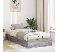 Teenpull Grey Sonoma Ottoman Bed Frame 80.5 x 200 cm, Engineered Wood Platform Base with Gas Lift Storage, Easy Assembly, Space Saving Bedroom Support for Small Single Mattress