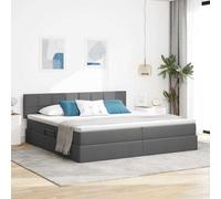Teenpull Grey Storage Bed with Mattress 200 x 200 cm, upholstered headboard, Hydraulic Lift Base, slatted Support, Engineered Wood and Metal Frame, Space Saving Bedroom for Adult Guest Home