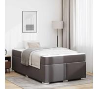 Teenpull Grey upholstered Bed Frame with Mattress, 120 x 200 cm, Wooden slatted Base, Modern Bedroom Support, Durable Fabric Design for Adult Guest Room and Daily Rest