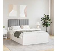Teenpull Grey upholstered Bed Frame with Solid Pine Wood, Removable Washable headboard Cover, slatted Platform, 120 x 200 cm, Easy Assembly, Bedroom Support for Two