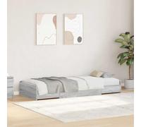 Teenpull Gris Sonoma Cama somier Base lecho canapé cabecero Estructura colchón 90 x 200 cm, Dormitorio Descanso Dormir Soporte lámina Plataforma almacenaje cajón, Montaje Ahorro Espacio