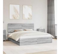 Teenpull Gris Sonoma Cama somier Base lecho canapé, cabecero, Estructura colchón Dormitorio, Soporte lámina, Plataforma almacenaje, cajón elevable abatible Nido Plegable tapizado Juvenil Adulto 180 x