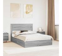 Teenpull Gris Sonoma Storage Bed Frame with headboard, 150 x 200 cm King Compatible, Engineered Wood Platform Base, slatted Support, Drawer Storage for Modern Bedroom Space Saving