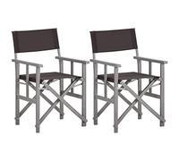 Teenpull Juego de 2 sillas de registro, madera maciza de acacia, plegables, resistentes a la intemperie, 55 x 56 x 88 cm, para jardín y terraza, color negro y gris, muebles de jardín duraderos para