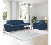 Teenpull Juego de 2 sofás azules, muebles tapizados de tela, 222 x 80 x 82 cm, ancho de asiento de 180 cm, marco de metal, cama de invitados, cama de invitados, conjunto modular con comodidad