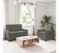 Teenpull Juego de 2 sofás de pana gris claro, muebles tapizados con marco de metal, dos plazas y tres plazas para salón, habitación de invitados, habitación juvenil con fundas extraíbles