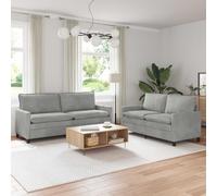Teenpull Juego de 2 sofás de terciopelo gris claro, muebles tapizados con marco de metal, 2 plazas y 3 plazas, sofá de salón para habitaciones de invitados y salón, fundas extraíbles