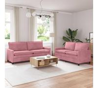 Teenpull Juego de 2 sofás de terciopelo rosa, muebles tapizados con marco de metal, 2 plazas y 3 plazas para salón, habitación de invitados, 5 plazas, fundas extraíbles, interiores