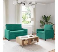Teenpull Juego de 2 sofás de terciopelo turquesa, sofá de 3 plazas con marco de metal, muebles tapizados para sala de estar y habitación de invitados, fundas extraíbles, 110 kg por asiento, interior
