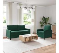 Teenpull Juego de 2 sofás de terciopelo verde oscuro, muebles tapizados con marco de metal, 3 plazas y 1 plaza, fundas extraíbles para salón y habitación de invitados, fácil de limpiar