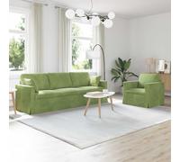 Teenpull Juego de 2 sofás modulares de terciopelo verde claro, estructura de metal, 228 x 78 x 80 cm, para salón, habitación de invitados, sofá esquinero con asiento resistente y funda de fácil