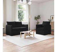 Teenpull Juego de 2 sofás negros de 136 x 82 x 85 cm de tela con marco de metal, acolchado de espuma, para salón, dormitorio, elegante solución de asiento para interior