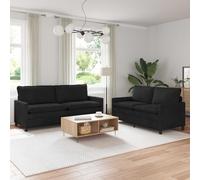 Teenpull Juego de 2 sofás tapizados de terciopelo negro, 2 plazas, 3 plazas, para salón, habitación de invitados, marco de metal, fundas extraíbles, 5 plazas, 110 kg por asiento