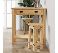 Teenpull Juego de 3 piezas de bar de madera maciza de pino con mesa plegable y 2 taburetes de bar, ahorro de espacio, para comedor, cocina, sala de estar, conjunto de asientos rústicos de madera con
