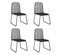 Teenpull Juego de 4 sillas de jardín de polirratán negro, 54 x 59 x 91 cm, resistentes a la intemperie, para jardín, terraza, cómodas sillas de comedor al aire libre