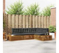 Teenpull Juego de 4 sofás de exterior con cojín, módulo de sofá de jardín, parte central, resistente a la intemperie para terraza, balcón, jardín de invierno, patio al aire libre