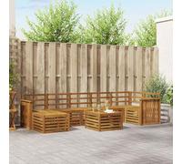 Teenpull Juego de 8 sofás de exterior de madera maciza de acacia, resistente a la intemperie, con mesa, sofá esquinero, asientos centrales, taburetes para jardín, terraza, salón