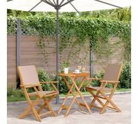 Teenpull Juego de bistró de 3 Piezas Madera Maciza de Acacia y Tela Taupe Plegable para jardín terraza Patio con Mesa 60 cm y 2 sillas Resistentes para Ocio y reuniones al Aire Libre