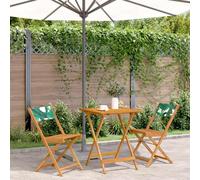 Teenpull Juego de bistró Madera Maciza de Acacia con Tela Estampado Hojas para jardín terraza balcón Comedor Exterior Plegable Resistente y Estable para Ocio y reunión al Aire Libre